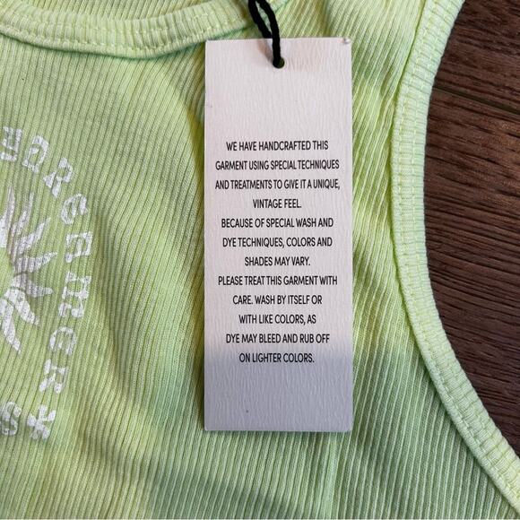NWT Daydreamer LA Women's Ribbed Tank Top Acid Yellow Size Large - Picture 4 of 8